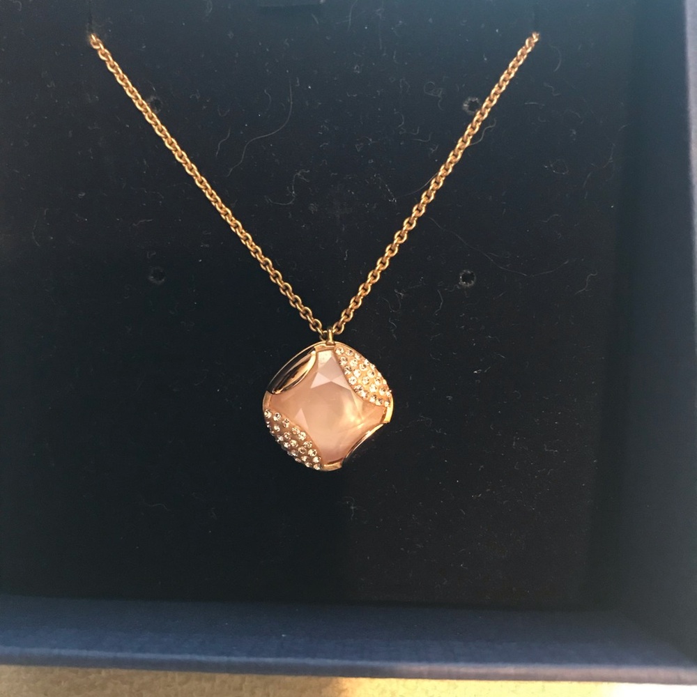 Swarovski Necklace Rose Gold Played with Pink Crystal pendant